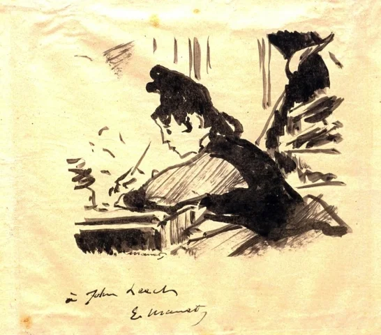 Woman Writing, black ink on paper, before 1864